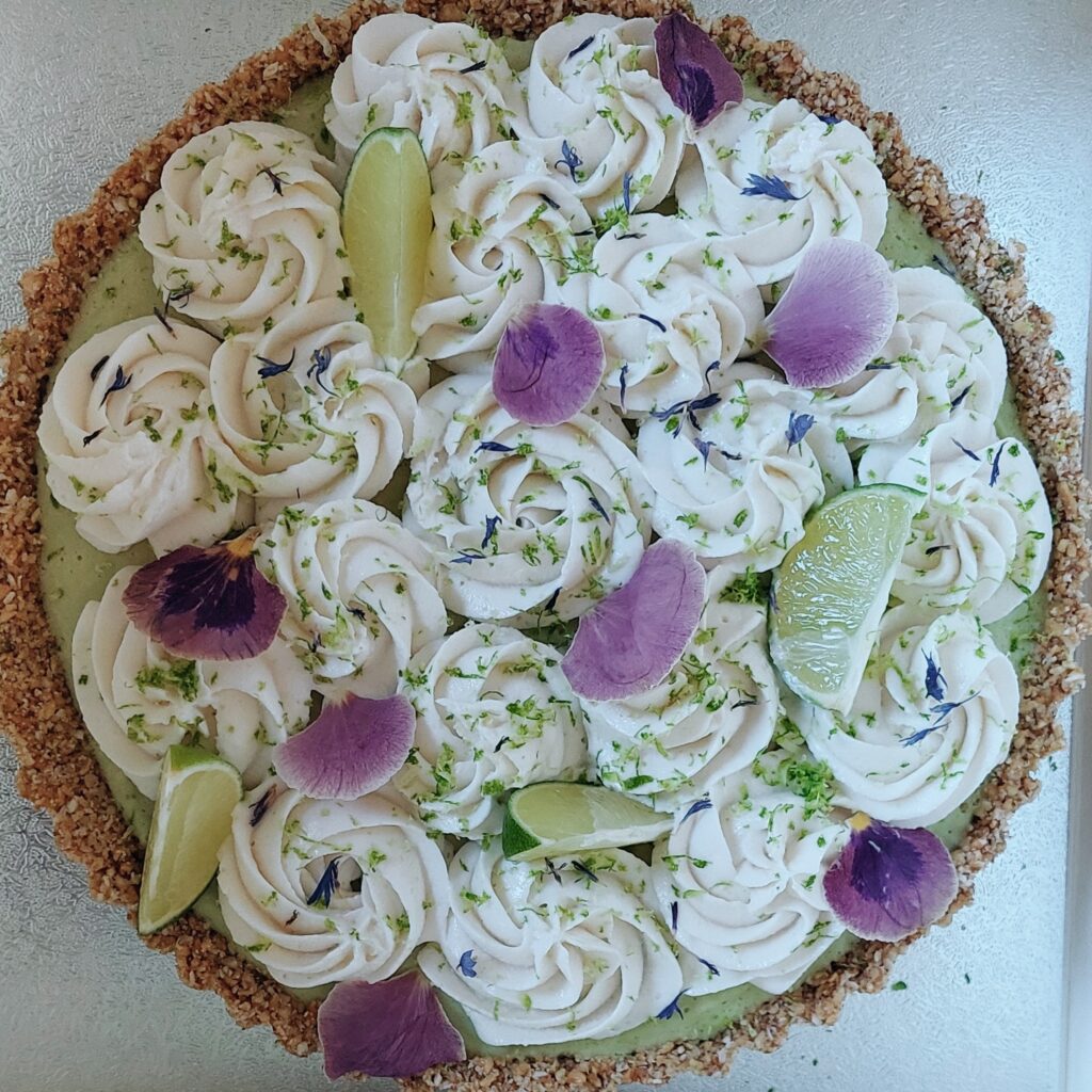 Avocado key lime pie with coconut cream